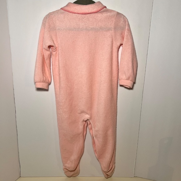 Vintage Carters Paper Tag Terry Cloth Button Up Footed Sleeper vibrant pink - Picture 4 of 8